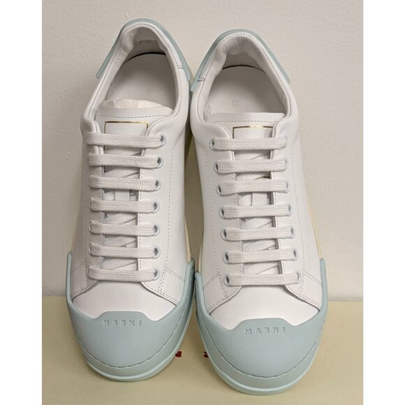 Marni Dada Bumper Low-Top Calfskin Sneakers White/Light Blue US07 SNZW015201 - Picture 2 of 11